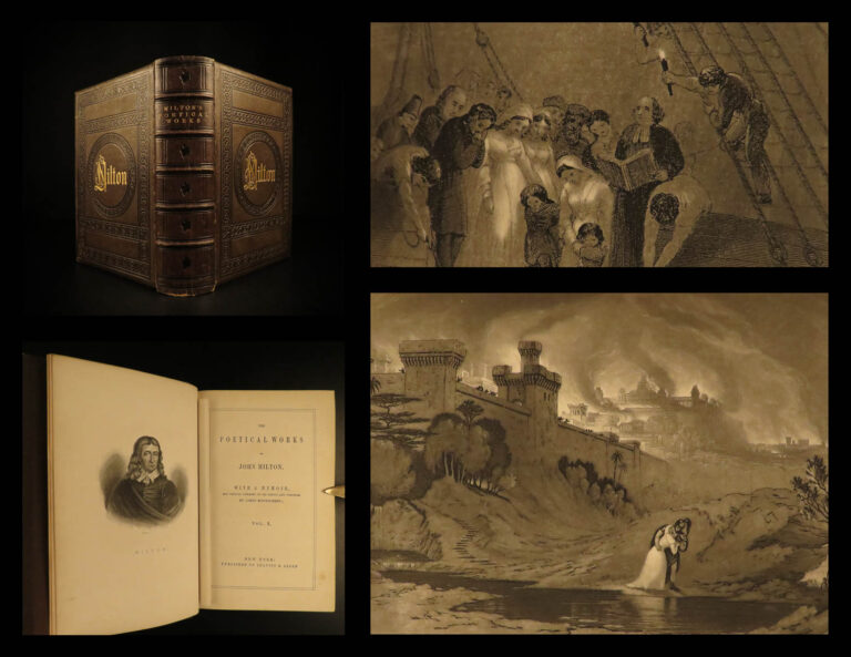 Image of 1860 EXQUISITE Binding John Milton Paradise Lost Montgomery Memoir Poetical 2in1