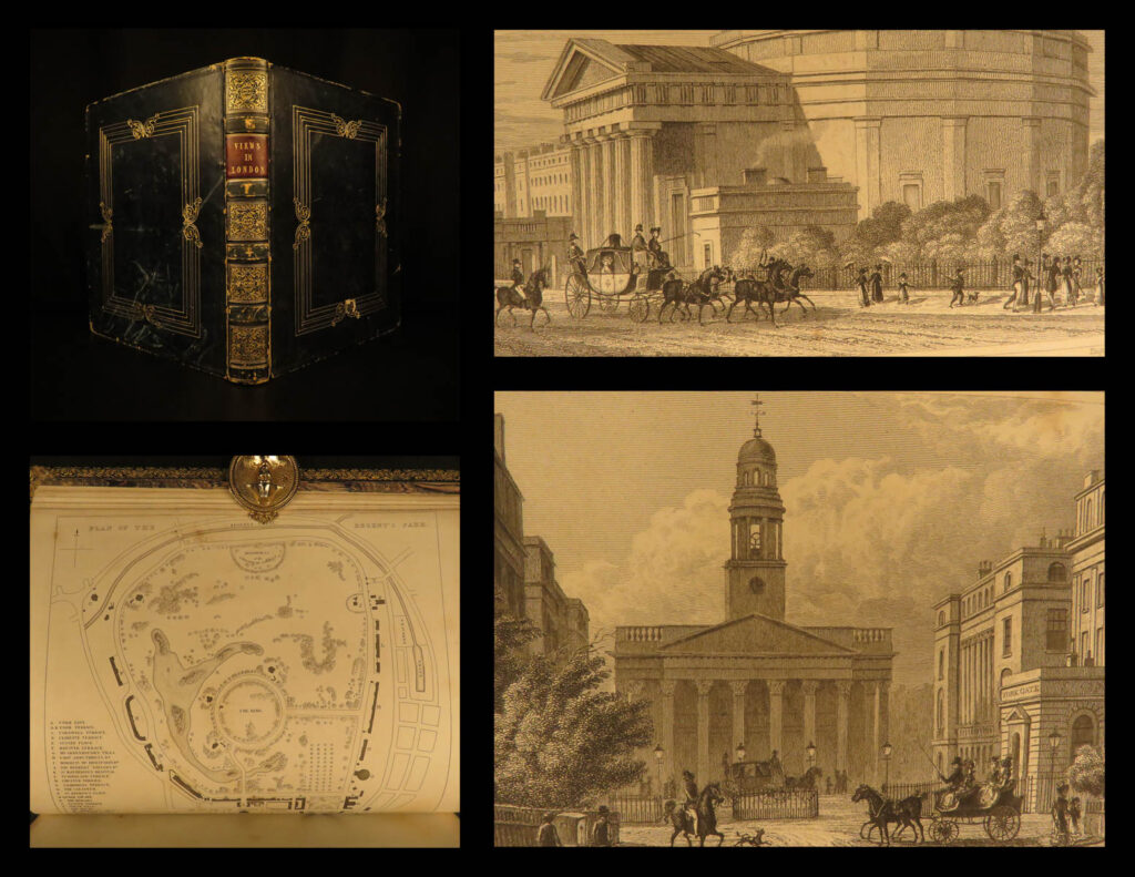 1827 london 1ed metropolitan improvements england architecture cathedrals beauty | thomas shepherd was a 19<sup>th</sup>-century english historian who focused his career on the history of london. One of his books was ‘<em>metropolitan improvements’</em> – a work describing various architectural feats around london and its environs. In it, shepherd describes houses and royal halls, churches and cathedrals, prisons and hospitals, streets, bridges, and much more. This 1827 first edition includes 66 impressive full-page engravings of iconic london sights.