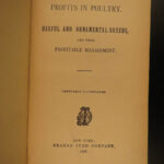 1892 1st ed Profits in POULTRY Chicken Breeding Turkey FARMING Agriculture