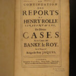 1675 English LAW 1ed Henry Rolle Reports King James I Charles I Court French 2v