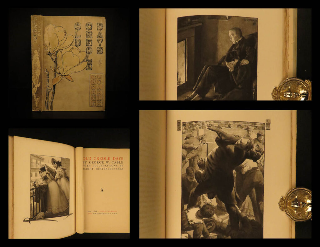 1897 new orleans signed old creole days by gw cable slavery racism louisiana | george washington cable was a 19<sup>th</sup>-century american writer who is best recognized by his works on creole life and native new orleans culture. His best collection of works, eventually titled ‘<em>old creole days</em>’, included seven short stories describing french creole family life and the multi-cultural society of the pre-civil war american south – racism, slavery, and immigration. These stories, which were first published in <em>scribner’s monthly</em>, include: <ul> <li>cafe des exiles</li> <li>belles demoiselles plantation</li> <li>"posson jone'"</li> <li>jean-ah poquelin</li> <li>'tite poulette</li> <li>'sieur george</li> <li>madame delicieuse</li> </ul>   <strong>this 1897 edition includes the author’s inscription! </strong>