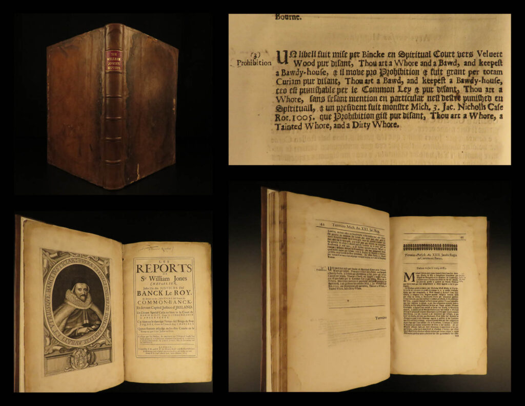 1675 english 1ed law reports of sir william jones britain england judge ireland cromwell | sir william jones was a 17<sup>th</sup>-century english jurist and judge who, like most judges of this time, kept extensive and detailed notes and reports on the cases he oversaw. In 1675, nearly 35 years after his death, jones’s ‘<em>reports’</em> were finally published for the first time. These reports were <strong>known to be highly influential to english barrister, william sheppard, who reformed many of oliver cromwell’s laws. </strong><strong>(matthews)</strong>