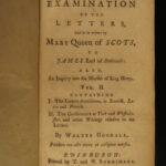 1754 1ed Mary Queen of Scots Letters Scotland England Goodall’s Examination