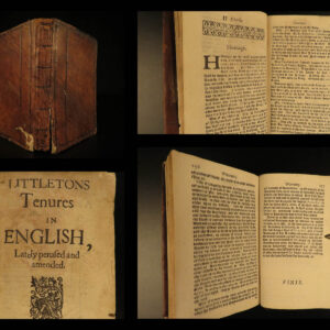 1661 ENGLISH LAW Thomas Littleton Treatise on Tenures Real Estate Property Feudalism