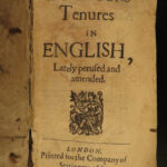 1661 LAW Thomas Littleton Treatise on Tenures Real Estate Property Feudalism