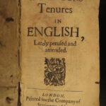 1661 ENGLISH LAW Thomas Littleton Treatise on Tenures Real Estate Property Feudalism