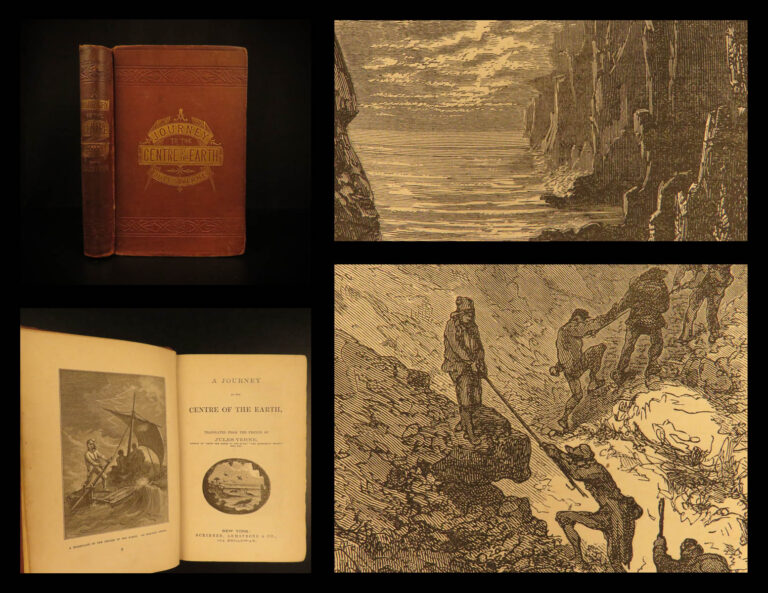 Image of 1874 1st ed Jules Verne Journey to Centre Earth Adventure Illustrated Scribner