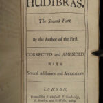 1689 HUDIBRAS English Civil War Samuel Butler Political Satire Poetry