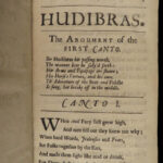 1689 HUDIBRAS English Civil War Samuel Butler Political Satire Poetry