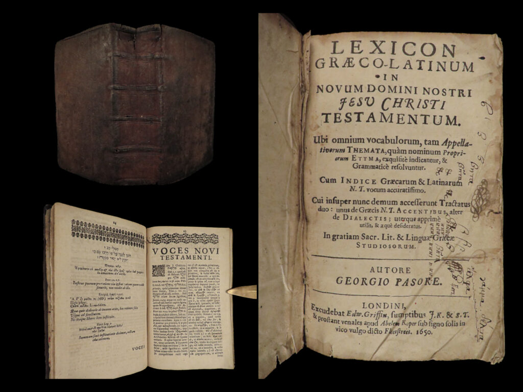 Lexicon græco-latinum in novum domini nostri jesu christi testamentum : ubi omnium vocabulorum, tam appellativorum themata, quàm nominum propriorum etyma, exquisitè indicantur, & grammaticè resolvuntur : cum indice græcarum & latinarum n. T. Vocum accuratissimo. Georg pasor.