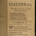 1689 HUDIBRAS English Civil War Samuel Butler Political Satire Poetry