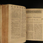 1745 London Magazine Portuguese Voyages in East Indies Siege of Ostend MAP Turks
