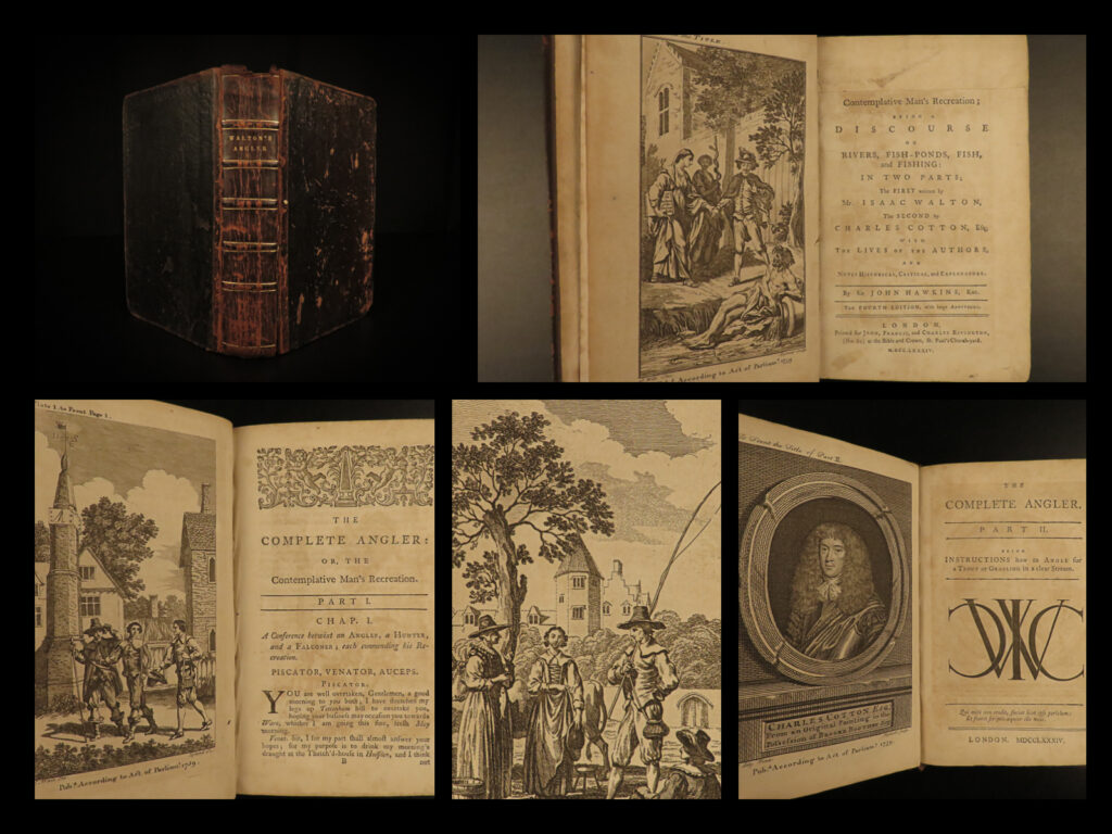 1784 complete angler fishing hunting angling fish trout cotton walton hawkins | charles cotton and izaak walton’s ‘<em>the complete angler</em>’ was an important and extremely popular game and hunting book from 1653. Walton sought to celebrate the everyday fisherman and hunter, providing tips, tricks, and first-hand observations on fishing, and hunting through the lens of a conversation between two fictional anglers. <em> </em> this 1784 edition <strong>includes woodcut illustrations most of which depict fish and fishing tackle</strong>. It was edited by john hawkins, and the hawkins editions are some of the best of all ‘<em>angler’</em> editions.