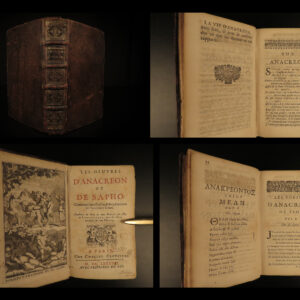 1692 GREEK Erotic Poetry 1ed Sappho & Anacreon Classical Longepierre French