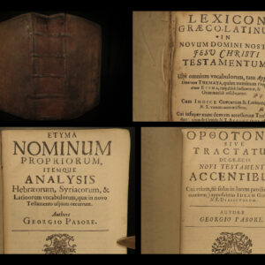 1650 GREEK Georg Pasor Bible Dictionary Lexicon London Hebrew Language 3in1