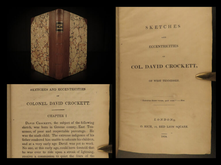 Image of 1834 RARE Davy Crockett Sketches Creek WAR Mexico TEXAS pre Battle of the ALAMO