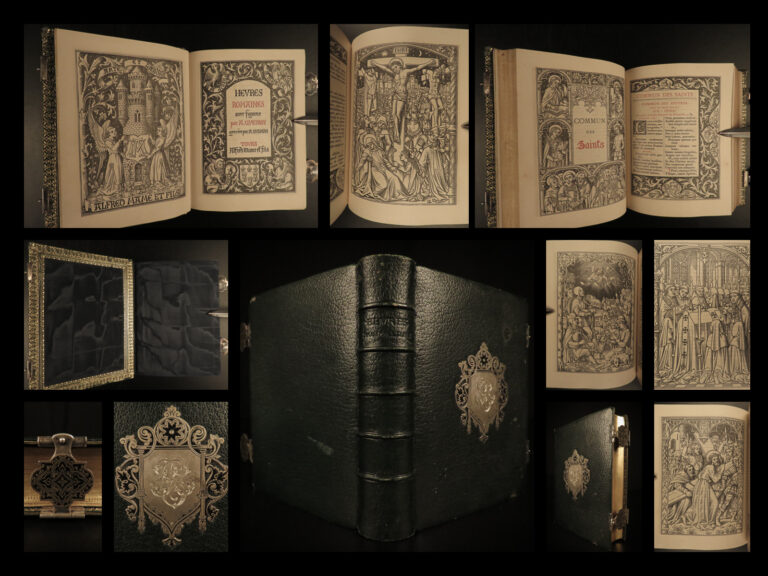 Image of 1884 EXQUISITE Catholic Book of Hours Illustrated Queyroy Art BINDING Breviary