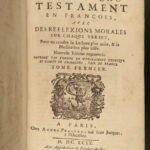 1699 Pasquier Quesnel French BIBLE & Commentary Jansenism Catholic 4v BANNED
