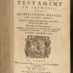 1699 Pasquier Quesnel French BIBLE & Commentary Jansenism Catholic 4v BANNED