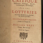 1697 LOTTERY 1ed History of Lotteries Leti Mathematics Philosophy Holland BANNED