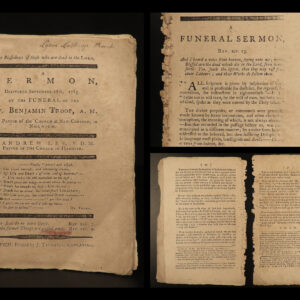 1786 1ed American Revolutionary WAR Funeral Sermon w/ Mormon Nauvoo Provenance