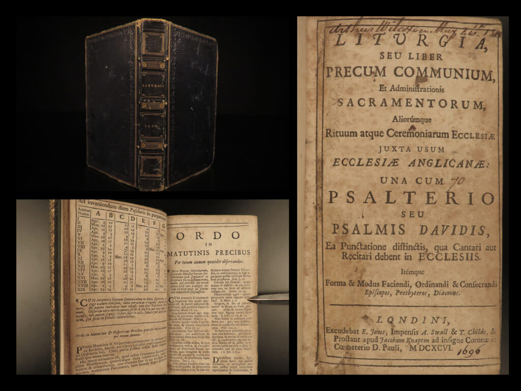 1696 latin book of common prayer anglican durel liturgia psalms of david rare | an impressive and highly rare 17<sup>th</sup>-century latin <em>book of common prayer</em>. Throughout this era, the church of england regularly published the <em>book of common prayer</em> in english. This 1696 latin edition includes the psalms of david also in latin all translated into latin by john durel.   durel was an english cleric who spent many years working in france at the savoy chapel who had originally translated the book of common prayer into french. While the french translation was immediately popular, a latin edition was ordered. Curiously, durel was not the first choice for the translation, but after john earle of salisbury died (the original choice for the translation), the project was passed on durel who completed the first latin <em>book of common prayer</em> in 1670.  