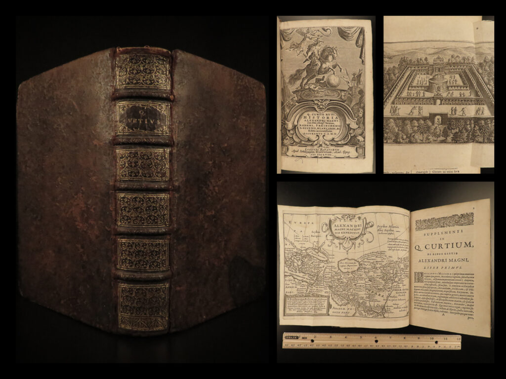 1658 alexander the great quintus curtius rufus greece rome elzevier rare | <em>“nothing can be lasting when reason does not rule. ” </em> <em>― </em>quintus curtius rufus, <em>histories of alexander the great</em>   this famous and important work by quintus curtius was inspired by the celebrated macedonian ruler alexander the great and was written, more than likely, during the reign of caligula in rome. The style of quintus curtius’s writing was directly in line with livy, whose work on the people of rome greatly influenced the writing of “<em>histories of alexander the great</em>. ” curtius describes the strange and mysterious things that alexander the great encounters on his military expedition and does so with great historical acumen. This book, along with livy and tacitus, should always be considered part of the canon of ancient world texts.   this rare 1658 printing was published by elzevier in lyon which included the notes of matthaus rader, nicolaas blanckaert, and johann freinsheim.