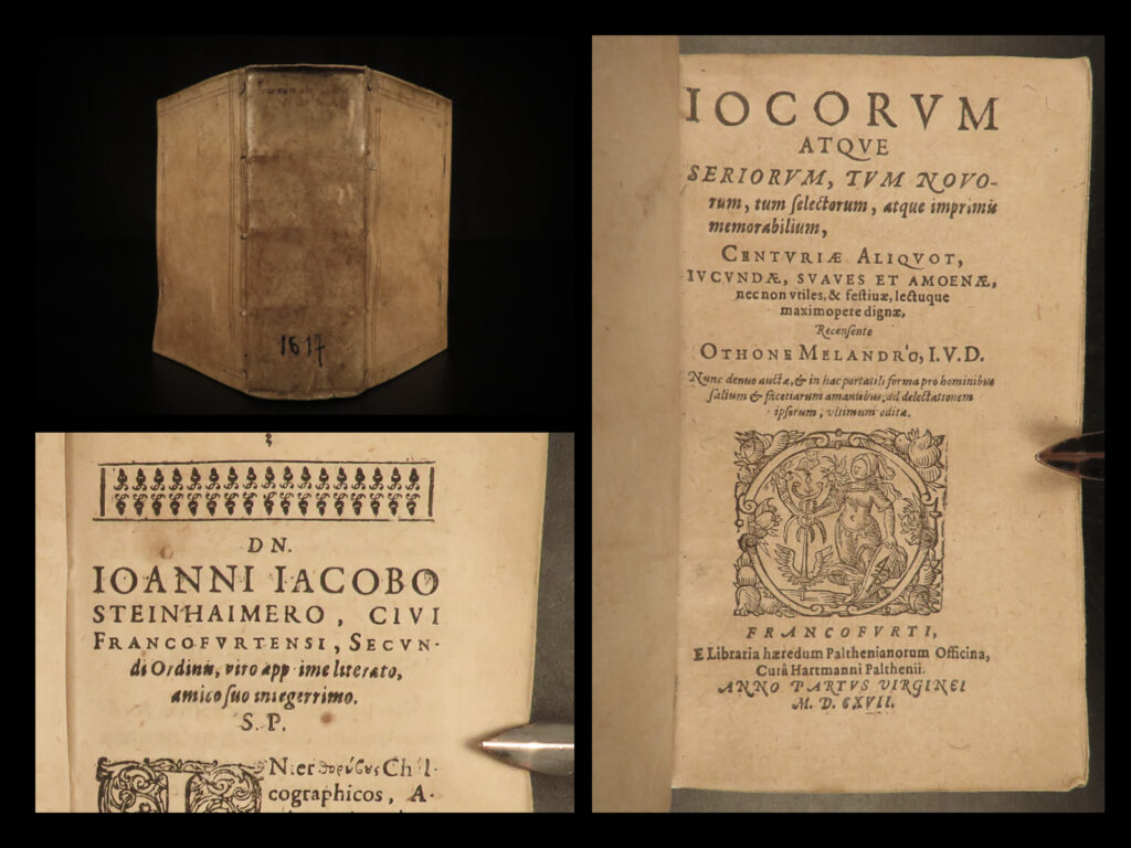 1617 jokes humor otto melander anecdotes iocorum atque witch trials lawyer |   otto melander was a late 16<sup>th</sup>-century german lawyer best-known for his attacks against witch trials. Though, while his literary prominence came through his law reports, he did publish an interesting collection of latin jokes and humorous anecdotes which were first published in 1600.  