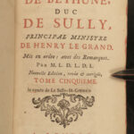 1745 Duke of Sully Memoires France Henry IV Huguenot Utopian Europe 8v French