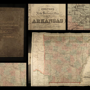 1888 HUGE Colton MAP of ARKANSAS Geography Atlas Little Rock 28x34in Mitchell
