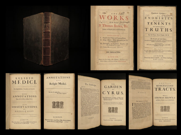 Image of 1686 Sir Thomas Browne Religio Medici Philosophy Urn Burial Amsterdam 4in1 English