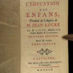 1760 John LOCKE on Education of Children Philosophy Coste French Laussane 2v SET