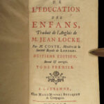 1760 John LOCKE on Education of Children Philosophy Coste French Laussane 2v SET