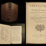 1783 Marine Vocabulary Lescallier Navigation SHIPS Voyages Thomas Jefferson RARE