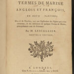 1783 Marine Vocabulary Lescallier Navigation SHIPS Voyages Thomas Jefferson RARE