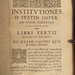 1663 LAW Justinian Institutes Codex Rome Corpus Juris Lyon Felix Basset Latin