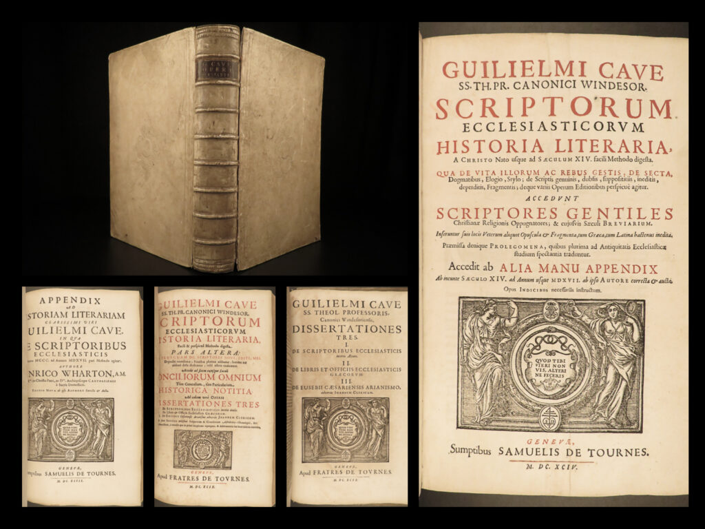 1694 william cave scriptorum church fathers bible literature enormous folio |