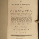 1766 Madame de Pompadour Letters Memoirs Louis XV France Crebillon Barbe-Marbois