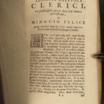 1709 BEAUTIFUL 1ed Octavius Minucius Felix Pagan Evangelism Fine Binding Arms