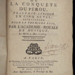 1785 1ed Pizarro Conquest of PERU Inca French Opera Libretto Duplessis Candeille