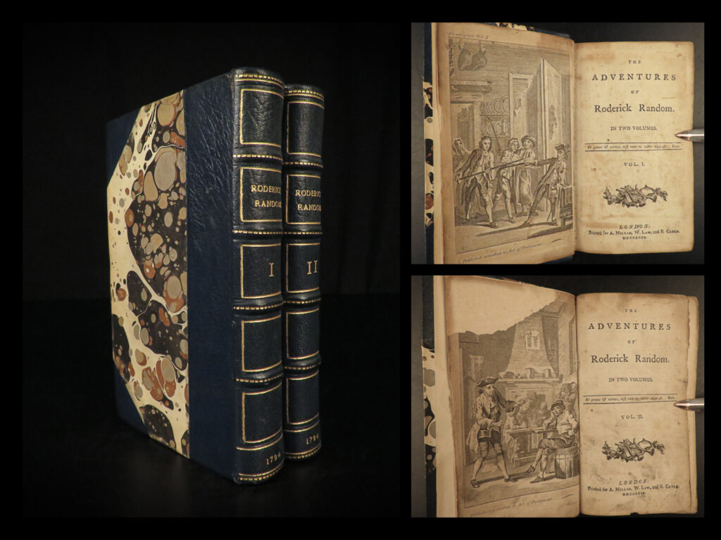 1794 adventures of roderick random alain lesage gil blas classic lit 2v binding |   <em>“i am happy and content because i think i am. ” </em> ― alain-rené le sage   originally published in 1735, alain-rene lesage’s “<em>adventures of gil blas</em>” is a picaresque novel dealing with the life of gil blas, a true ‘rags to riches’ story. It is considered one of literature’s first realistic novels.   this 1794 english edition was published under the title ‘<em>the adventures of roderick random</em>’.