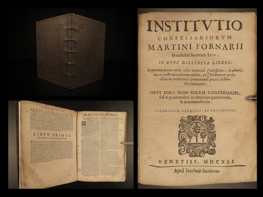 1641 francisco of toledo spanish jesuit sacerdotum catholic theology fornarius | francisco of toledo was a 16<sup>th</sup>-century spanish jesuit priest known for his works on philosophy and exegetical theology. However, one of his most important works was his “<em>instructione sacerdotum</em>” – a training manual for priests and church fathers. This volume from the 1641 venice edition included notes and commentary of martin fornarius.  