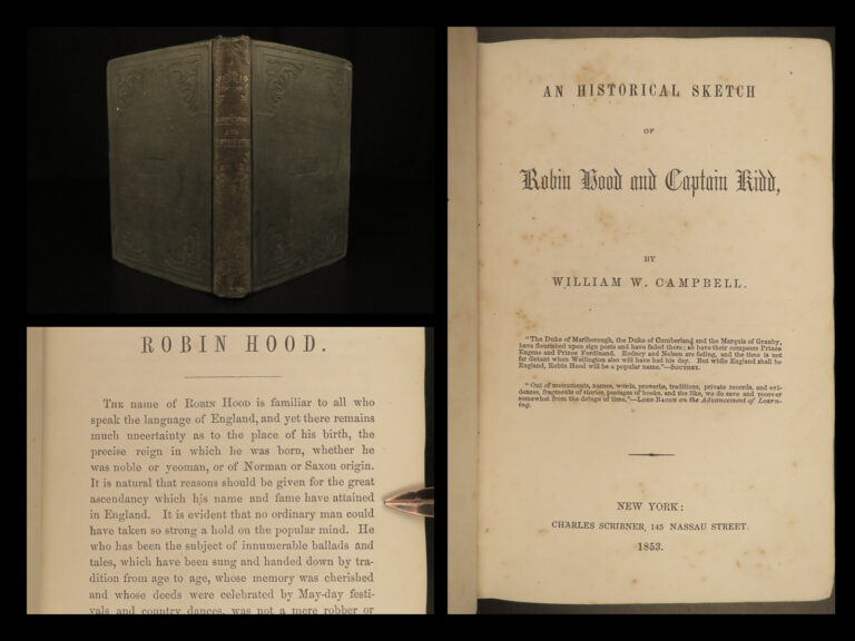 Image of 1853 1ed Sketches of ROBIN HOOD and Captain Kidd PIRATES Legends Lytell Geste