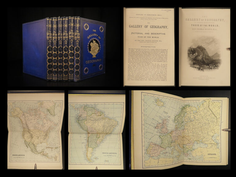Image of 1880 Geography Atlas Voyages Color Double-Page MAPS Indians CHINA Slaves 6v SET