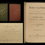 1877 Baptist Mrs Charles Spurgeon SIGNED Lectures Students Puritan Bible Sermons