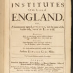 1664 LAW Edward Coke Institutes of England Littleton Commentary RARE First Part