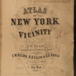 1867 HUGE ATLAS New York City Brooklyn Yonkers Color City MAPS FW Beers