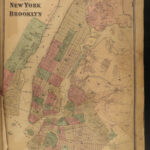 1867 HUGE ATLAS New York City Brooklyn Yonkers Color City MAPS FW Beers