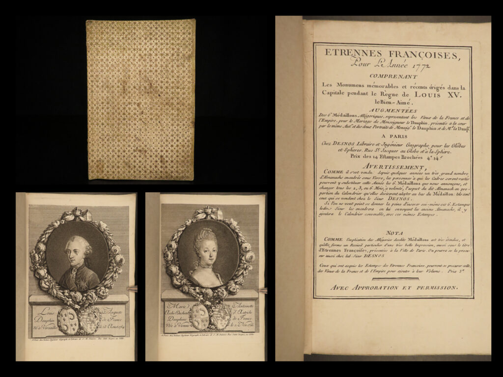 1772 louis xv france monument art marie antoinette louis xvi portraits paris | a rare, late 18<sup>th</sup>-century collection of commemorative art and monuments admiring the reign of king louis xv of france. This book contains portraits of iconic french royals including louis xvi and marie antoinette. <em> </em>