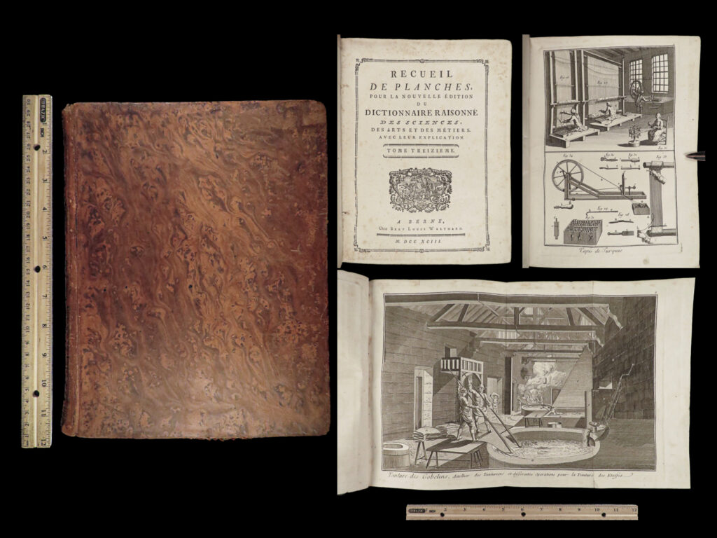 1793 Diderot Encyclopedia 106 Plates Glass Blowing Fabric Dyeing Turkish Carpets | 1 Recueil de planches, du dictionnaire raisonne des sciences, des arts et des metiers… tome 13. Denis diderot.